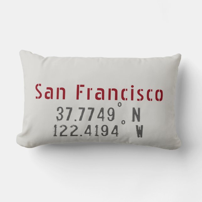San Francisco Latitude Longitude Throw Pillow (Front)