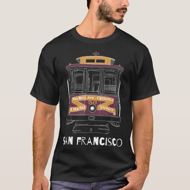 San Francisco Line Art Cable Car T-Shirt (Front)