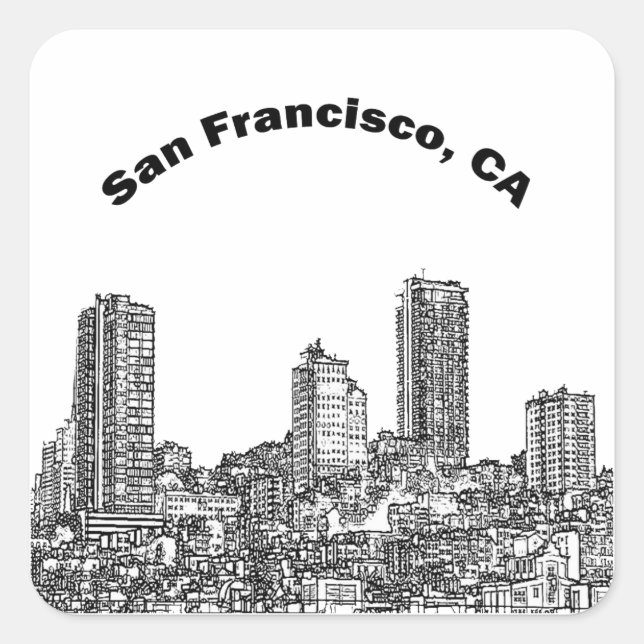 San Francisco Line Art Square Sticker (Front)