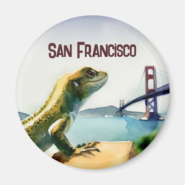 San Francisco Lizard Golden Gate Bridge Souvenir Magnet (Front)
