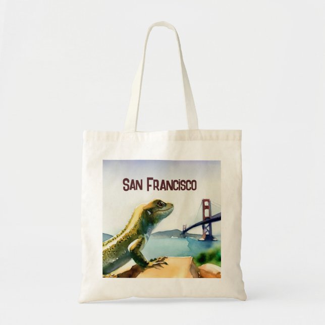 San Francisco Lizard Golden Gate Bridge Souvenir Tote Bag (Front)