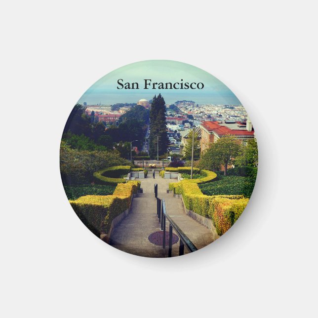 San Francisco Lyon Street Steps #2 Round Magnet (Front)