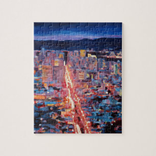 San Francisco - Market Street Night from Twin Peak Jigsaw Puzzle