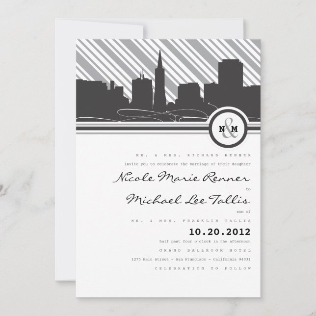 San Francisco Monogram Wedding Invitation (Front)