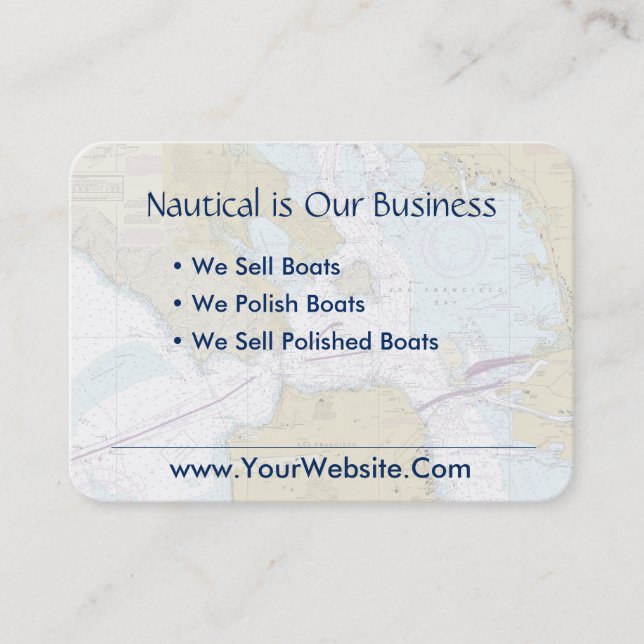 San Francisco Nautical Chart Clean Fresh Blue Tan Business Card (Front)