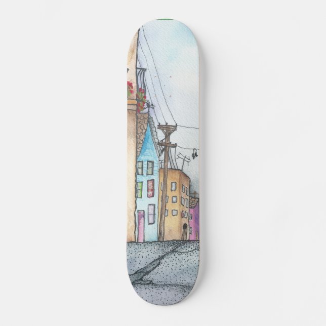 San Francisco Neighbourhood Watercolor Skateboard (Front)