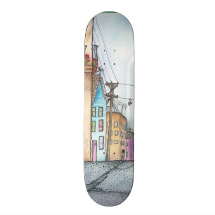 San Francisco Neighbourhood Watercolor Skateboard