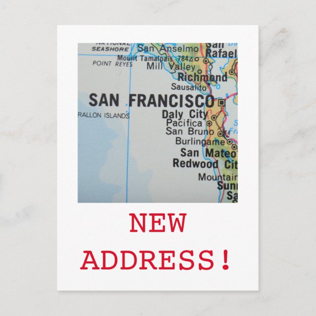 San Francisco New Address announcement Postcard (Front)