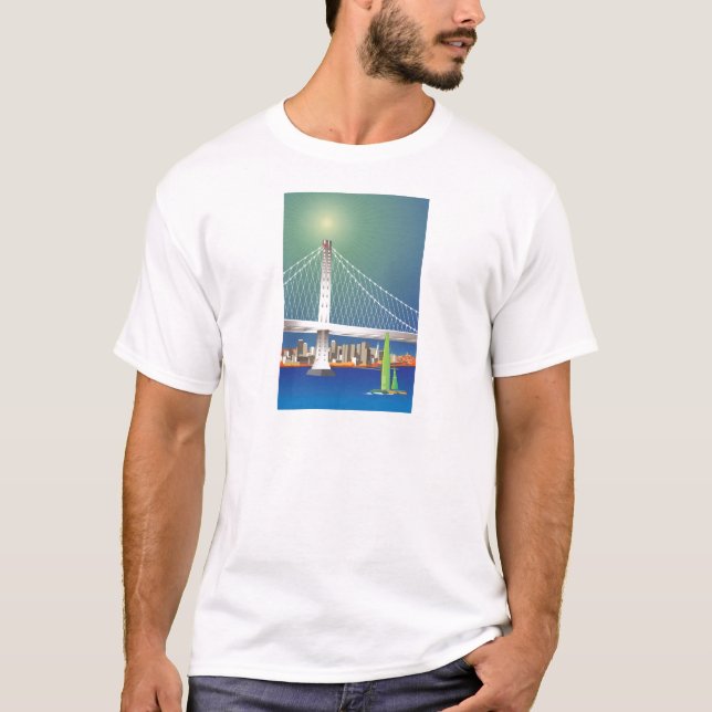 San Francisco New Oakland Bay Bridge Cityscape T-Shirt (Front)