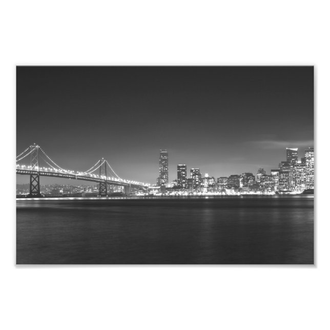 San Francisco Night Black White Photo (Front)