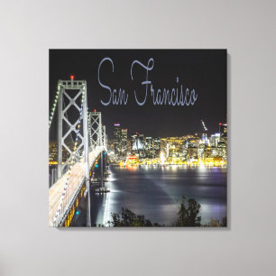 San Francisco Night Sky Line Golden Gate Bridge Canvas Print