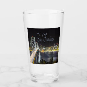 San Francisco Night Sky Line Golden Gate Bridge Glass