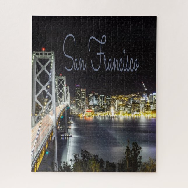 San Francisco Night Sky Line Golden Gate Bridge Jigsaw Puzzle (Vertical)