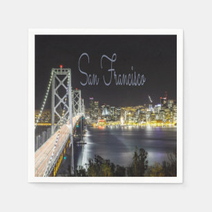 San Francisco Night Sky Line Golden Gate Bridge Napkin