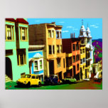 San Francisco Nob Hill - Pop Art Print<br><div class="desc">San Francisco Nob Hill - featuring colorful homes on Nob Hill in San Francisco,  California,  created in a colorful Pop Art style.</div>