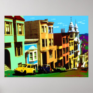 San Francisco Nob Hill - Pop Art Print