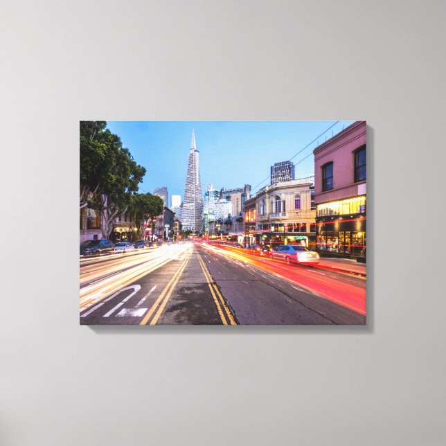 San Francisco North Beach Motion Blur Traffic Canvas Print (Front)