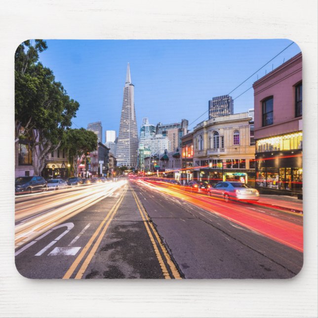 San Francisco North Beach Motion Blur Traffic Mouse Mat (Front)