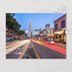 San Francisco North Beach Motion Blur Traffic Postcard
