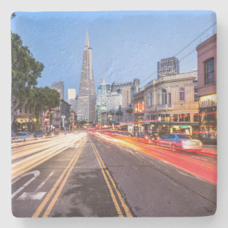 San Francisco North Beach Motion Blur Traffic Stone Coaster