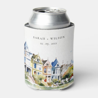 San Francisco Painted Ladies Landscape Wedding Can Cooler