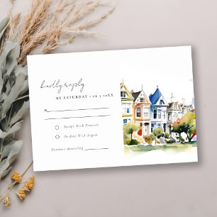 San Francisco Painted Ladies Landscape Wedding RSVP Card