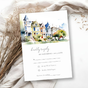San Francisco Painted Ladies Landscape Wedding RSVP Card