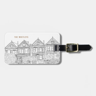 San Francisco Painted Ladies Sketch Luggage Tag