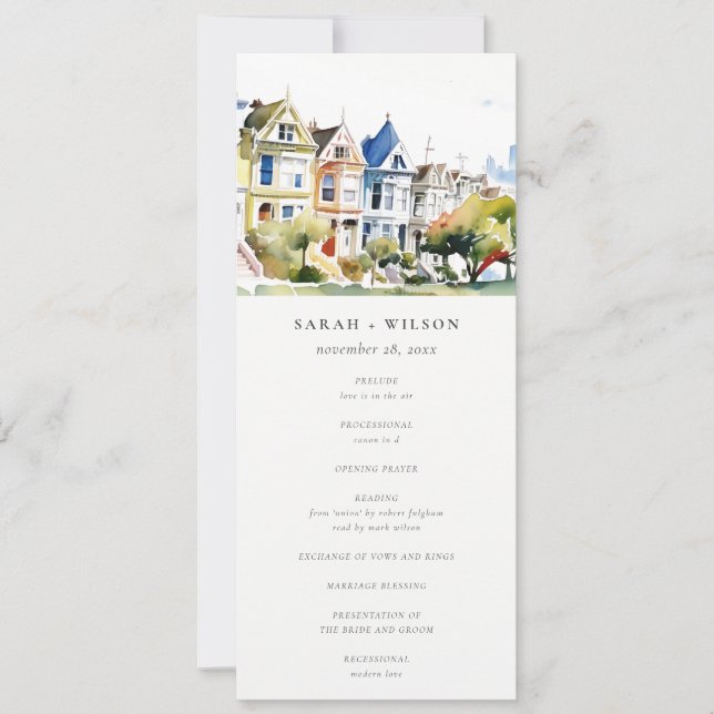 San Francisco Painted Ladies Wedding Program Invitation (Front)