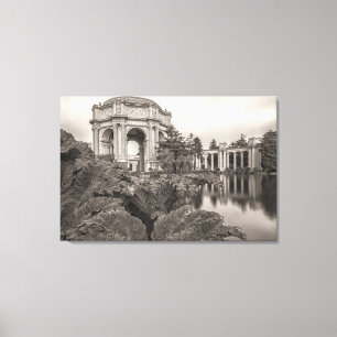 San Francisco Palace of Fine Art Sepia  Canvas Print