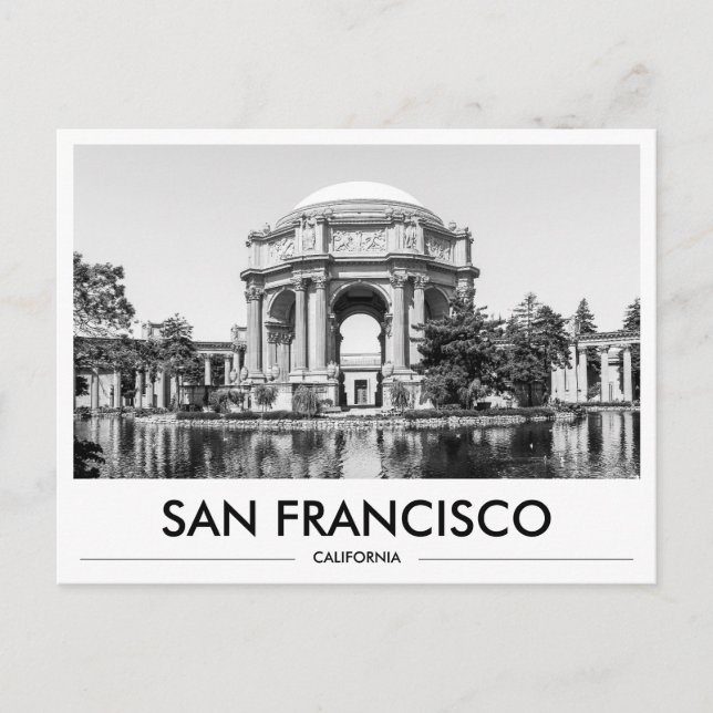 San Francisco Palace of Fine Arts Black & White Postcard (Front)
