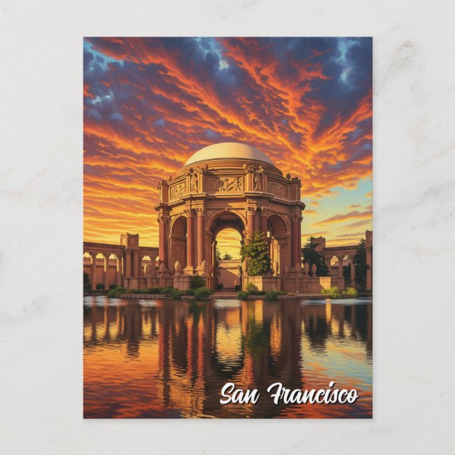 San Francisco Palace of Fine Arts Sunset Postcard (Front)