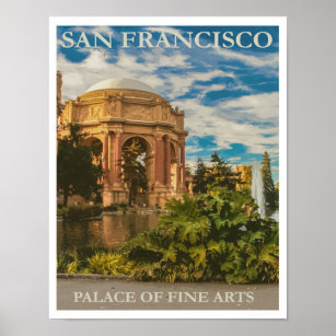 San Francisco vintage style travel poster Palace of Fine Art