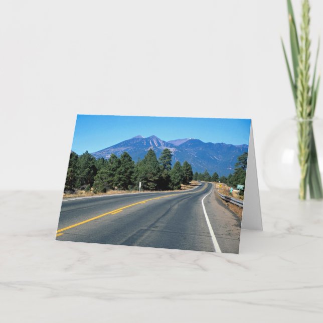 San Francisco peaks, flagstaff rebuilt, highway 66 Card (Front)