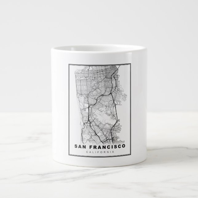 San Francisco Peninsula Map Large Coffee Mug (Front)