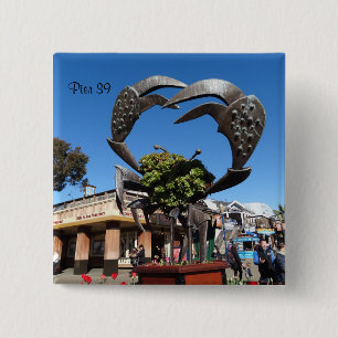 San Francisco Pier 39 Crab Statue Pinback Button
