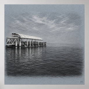 San Francisco Pier And Fog Archival Drawing Print