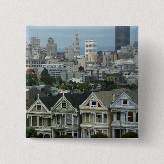 San Francisco Postcard Row City Scene Photography 15 Cm Square Badge (Front)