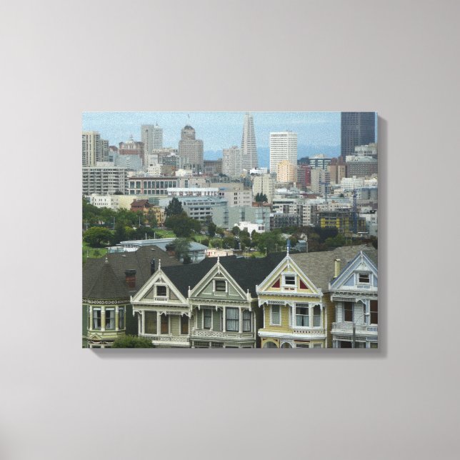 San Francisco Postcard Row City Scene Photography Canvas Print (Front)