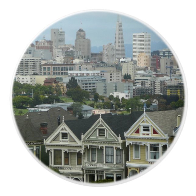 San Francisco Postcard Row City Scene Photography Ceramic Knob (Front)
