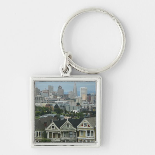 San Francisco Postcard Row City Scene Photography Key Ring (Front)