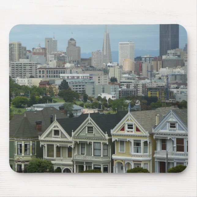 San Francisco Postcard Row City Scene Photography Mouse Mat (Front)
