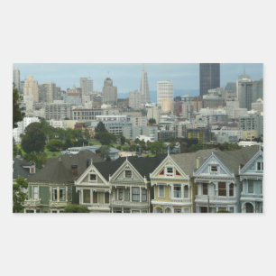 San Francisco Postcard Row City Scene Photography Rectangular Sticker