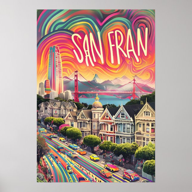 San Francisco Psychedelic Rainbow Art Print (Front)