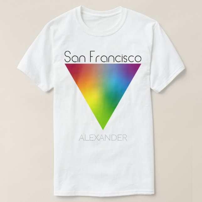 San Francisco Rainbow Triangle Gay LGBT Pride Name T-Shirt (Design Front)