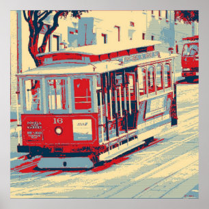 San Francisco,red blue Poster