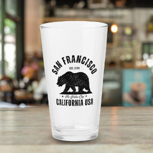 San Francisco Retro California Travel Glass