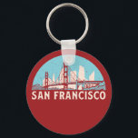 San Francisco Retro City Skyline Vintage Cityscape Key Ring<br><div class="desc">Vintage and retro city design with beautiful skyline, tourist attraction and cityscape art. Cool skyscraper and building silhouette illustration merchandise for tourist and traveller. Perfect as souvenir to bring back home when travelling around the world. Save the memory of your travel and vacation with family and friends. Background colour can...</div>