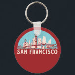 San Francisco Retro City Skyline Vintage Cityscape Key Ring<br><div class="desc">Vintage and retro city design with beautiful skyline, tourist attraction and cityscape art. Cool skyscraper and building silhouette illustration merchandise for tourist and traveller. Perfect as souvenir to bring back home when travelling around the world. Save the memory of your travel and vacation with family and friends. Background colour can...</div>
