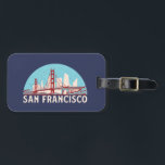 San Francisco Retro City Skyline Vintage Cityscape Luggage Tag<br><div class="desc">Vintage and retro city design with beautiful skyline, tourist attraction and cityscape art. Cool skyscraper and building silhouette illustration merchandise for tourist and traveller. Perfect as souvenir to bring back home when travelling. Save the memory of your travel and vacation with family and friends. Background colour can be customised to...</div>
